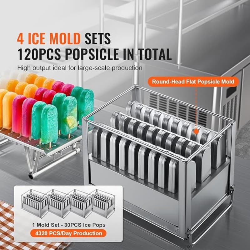 Eis am Stil kommerzielle Eismaschine 4-Formen-Set 4320 Eis am Stiel/Tag Edelstahl – 5