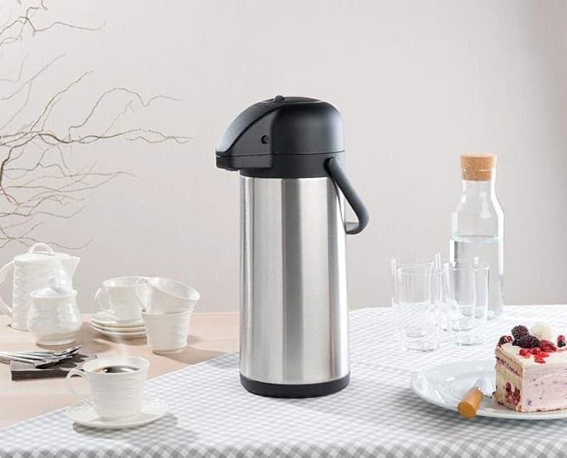 Isolierkanne Pumpkanne 2er-Set Pump-Vakuumisolierkanne Kaffeekanne doppelwandig mit Pumpsystem 2x3L – 2