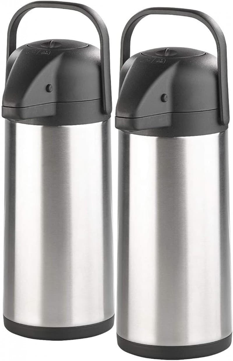 Isolierkanne Pumpkanne 2er-Set Pump-Vakuumisolierkanne Kaffeekanne doppelwandig mit Pumpsystem 2x3L