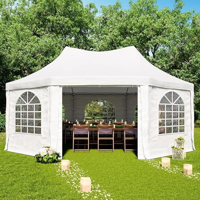 Pagodenzelt Pavillon Partyzelt Hochzeitszelt schneller einfacher Aufbau Fenstern robuste PVC-Plane