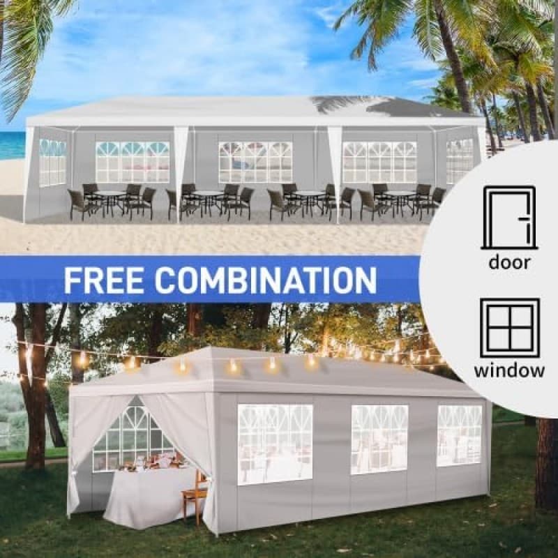 Pavillon 3 x 9 m mit 8 Seitenteilen UV-Schutz 50+ stabil wind- und wasserdicht Gartenzelt weiß – 4