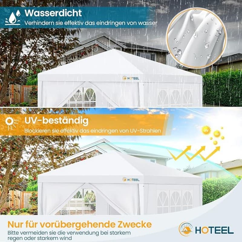 Pavillon 3 x 9 m Partyzelt Pavillon wasserdicht winterfest 8 abnehmbaren Wänden Gartenpavillon – 5