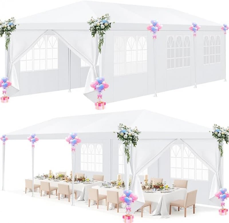 Pavillon 3 x 9 m Partyzelt Pavillon wasserdicht winterfest 8 abnehmbaren Wänden Gartenpavillon – 2
