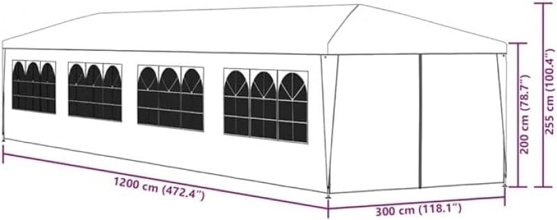 Partyzelt Pavillon Gartenzelt Bierzelt Gartenpavillon 3 x 12 m Anthrazit – 3