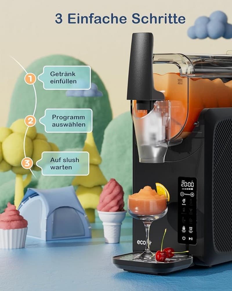 Slushie-Maschine 24-Stunden-Timer Selbstreinigung Kindersicherung 5 Programme Slushie Cocktail Milch – 3
