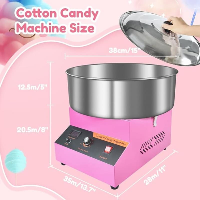 Elektrische Zuckerwattemaschine rosa Tischgerät kommerzieller Zuckerwattemaker 1000W mit Edelstahlsc – 2