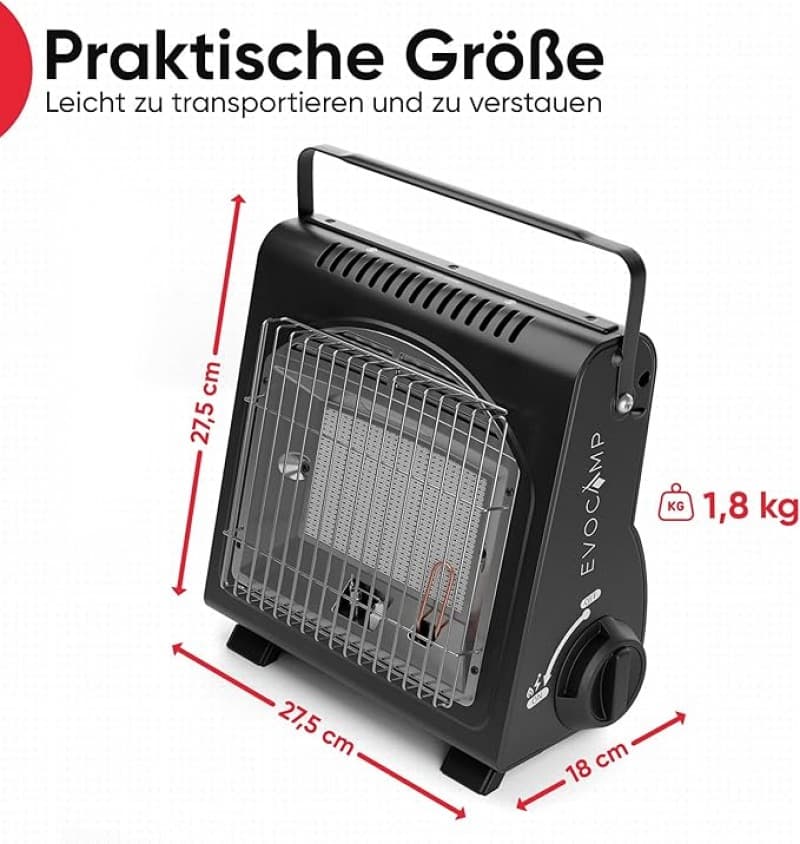 Tragbarer Gasheizer Heizgerät Zeltheizer Campingheizer 1,7 kW multifunktionaler Keramikheizer – 3