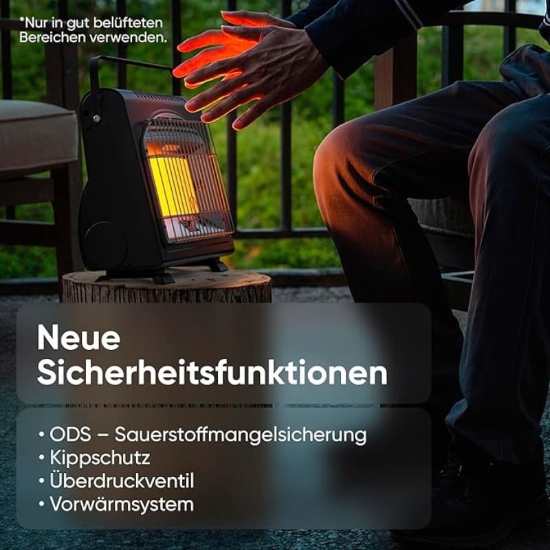 Tragbarer Gasheizer Heizgerät Zeltheizer Campingheizer 1,7 kW multifunktionaler Keramikheizer – 5