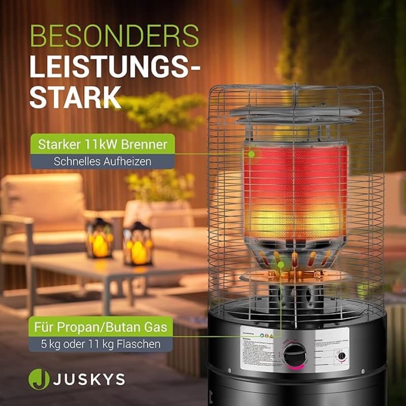 Outdoor-Heizstrahler 11 kW Gasbrenner Terrassenheizer Gasbetrieb für Terrasse Balkon und Garten – 5