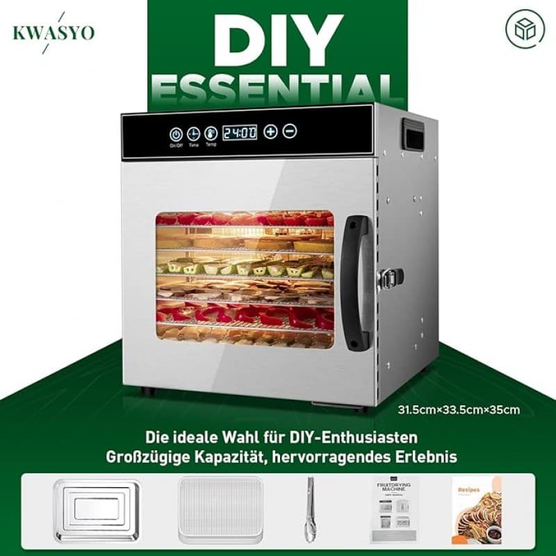 Dörrgerät trocknen entsaften von Obst Früchten Gemüse u.a. Edelstahl 500 Watt 10 Stufen mit 30-90°C – 2