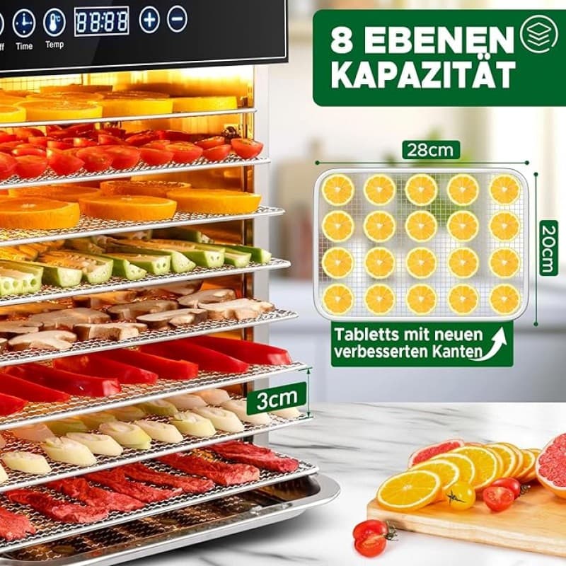 Dörrgerät trocknen entsaften von Obst Früchten Gemüse u.a. Edelstahl 500 Watt 10 Stufen mit 30-90°C – 4