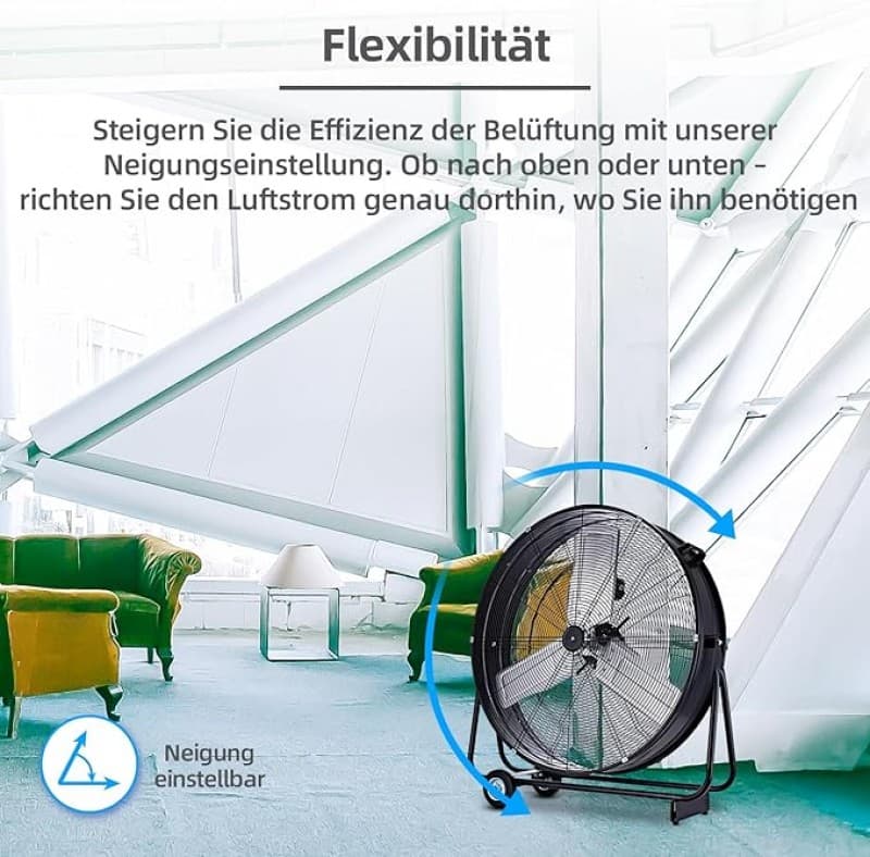 Industrie-Windmaschine Trommelventilator Bodenventilator 75 cm mobil 300 Watt Vollkupfermotor – 4