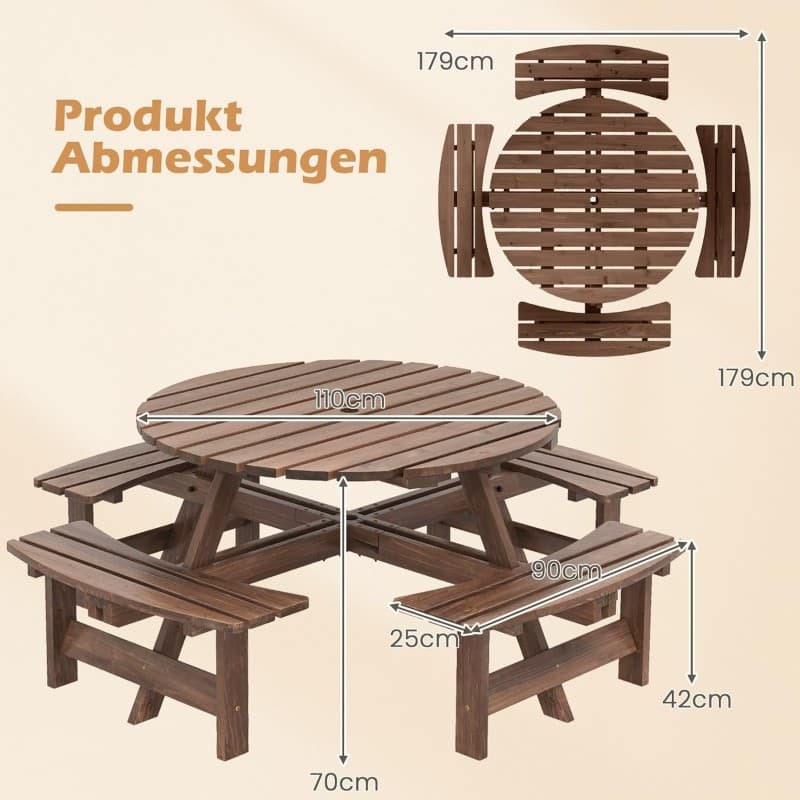 Picknicktisch-Set Gartentisch Campingtisch Gartenmöbel Bierzeltgarnitur Terrassenmöbel Sitzgruppe 8 – 3
