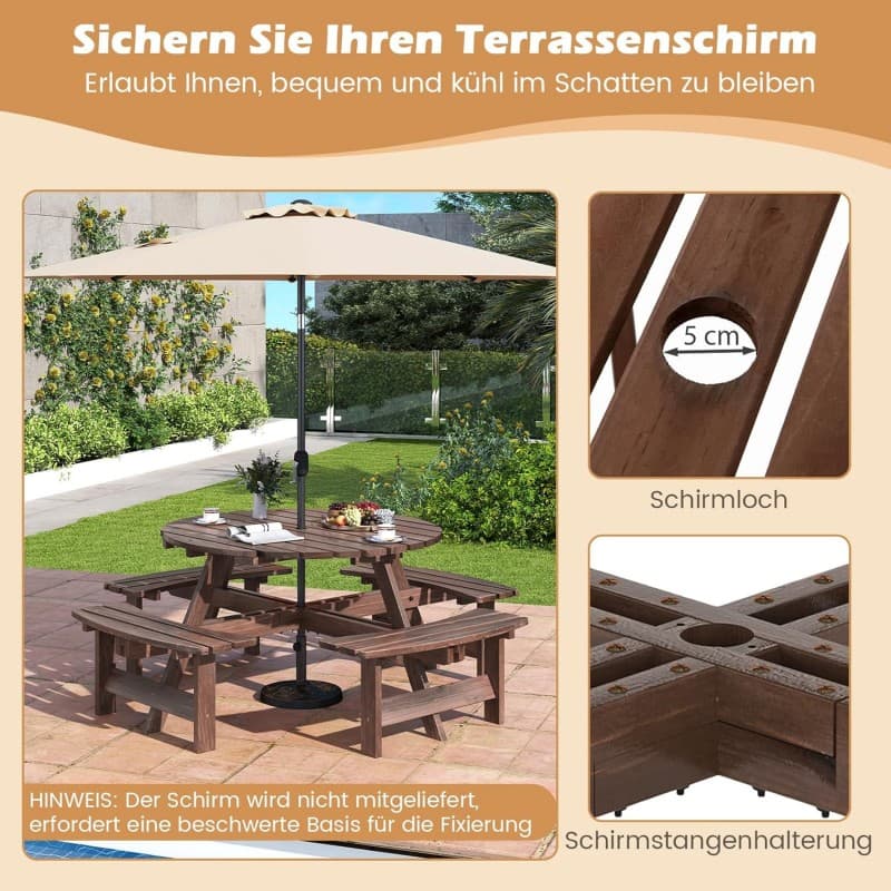 Picknicktisch-Set Gartentisch Campingtisch Gartenmöbel Bierzeltgarnitur Terrassenmöbel Sitzgruppe 8 – 4