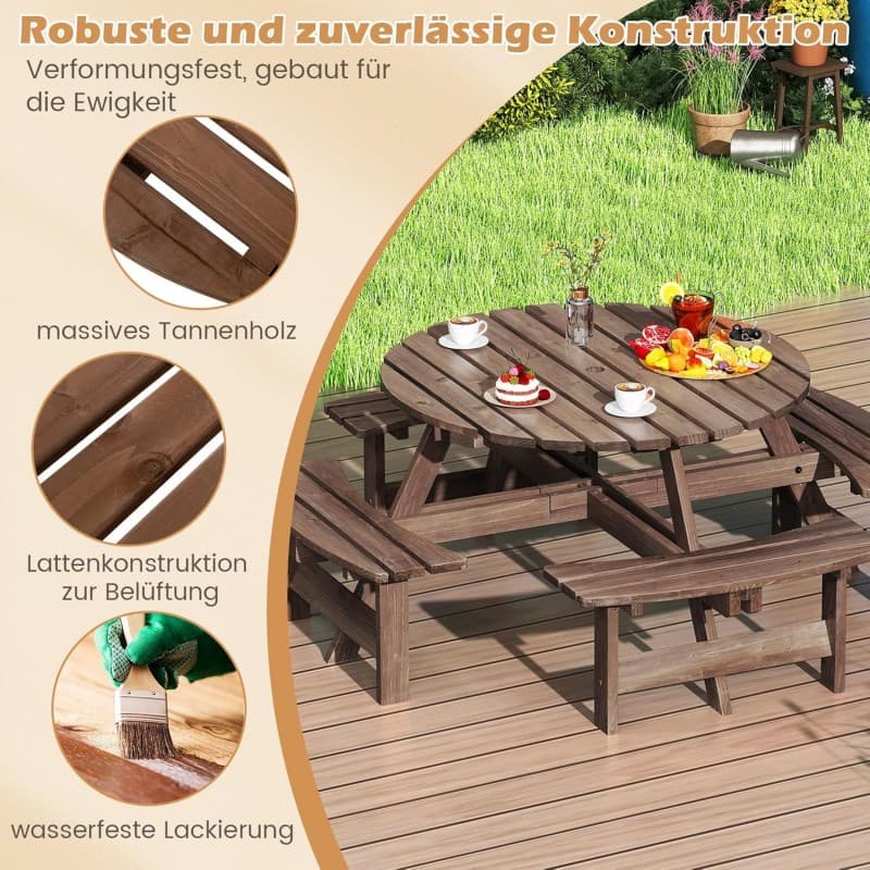 Picknicktisch-Set Gartentisch Campingtisch Gartenmöbel Bierzeltgarnitur Terrassenmöbel Sitzgruppe 8 – 5