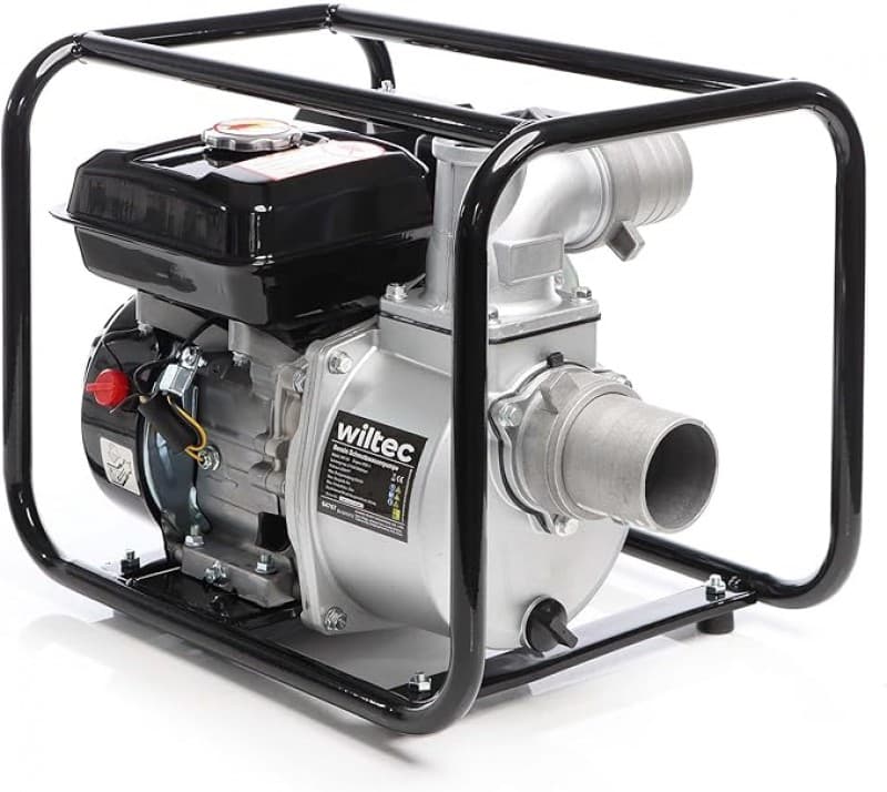 Benzin-Schmutzwasserpumpe 4 kW 48.000 l/h 28 m Förderhöhe Wasserpumpe Gartenpumpe mit 80 mm (3 Zoll)