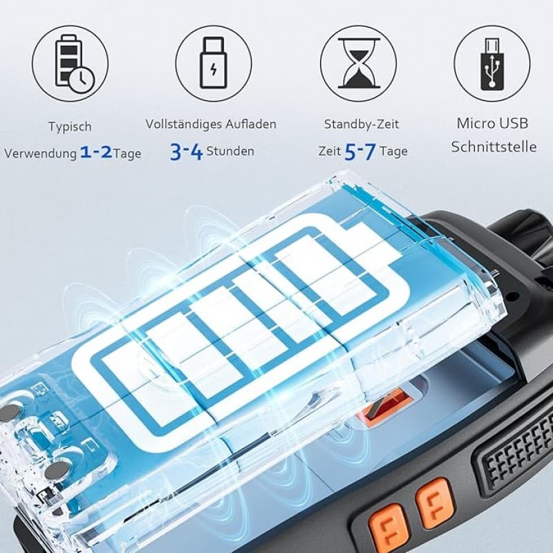 Walkie Talkie Funkgerät Handfunkgerät Headset Funkgeräte lizenzfrei 2 W 16 Kanäle 3-5 km Reichweite – 3