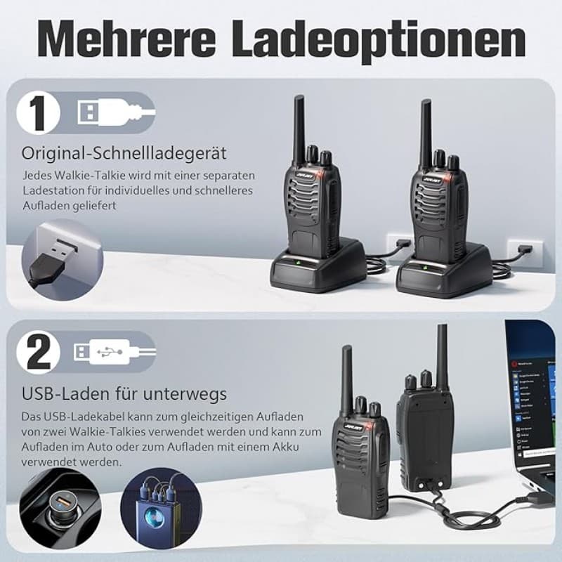 Funkgeräte Walkie-Talkies Haedset 6er-Pack verbessert Version lizenzfrei 16-Kanal 3-5 km Reichweite – 2