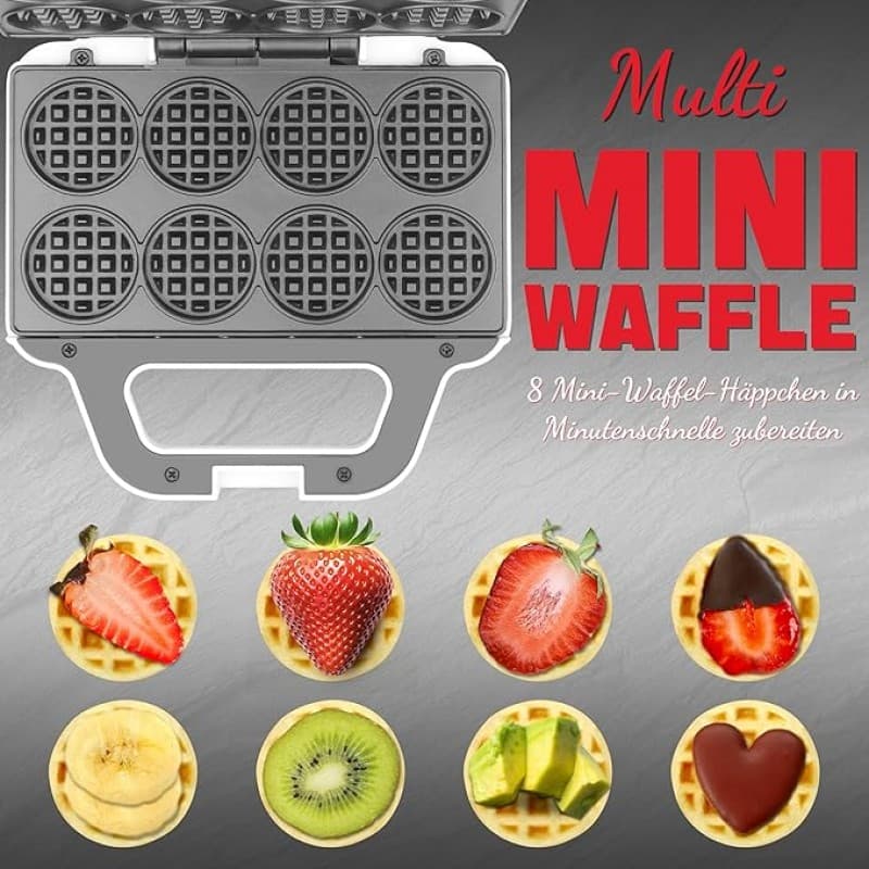 Mini-Waffelmaschine Waffeleisen kleine Waffelmaschine backt 8 x 5cm winzige Waffeln kompakt – 2