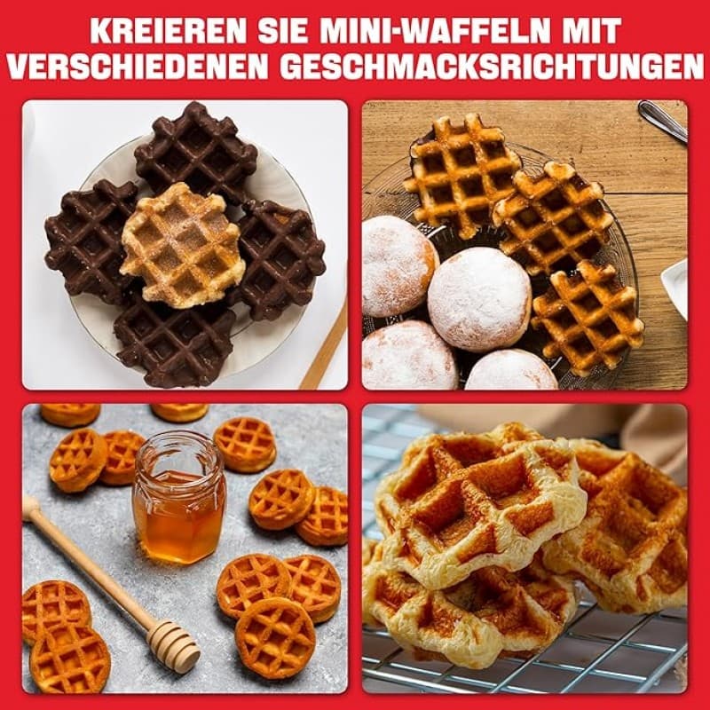 Mini-Waffelmaschine Waffeleisen kleine Waffelmaschine backt 8 x 5cm winzige Waffeln kompakt – 5