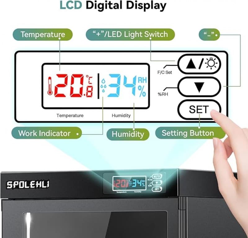 Trockenschrank digitaler Luftentfeuchter 35 L elektronische Trockenbox energiesparende LED-Lichter – 4