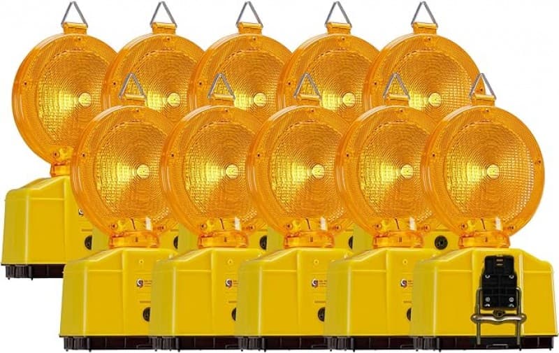 Baustellenleuchten Warnleuchten Warnbake 10 Stück Dämmerungsfunktion Tag- Nachtschaltung LED – 3