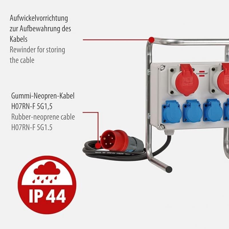 Kleinstromverteiler Baustrom Stromstation Baustromverteiler kompakt BKV 2/4 G IP44 Stahlrohrgestell – 3
