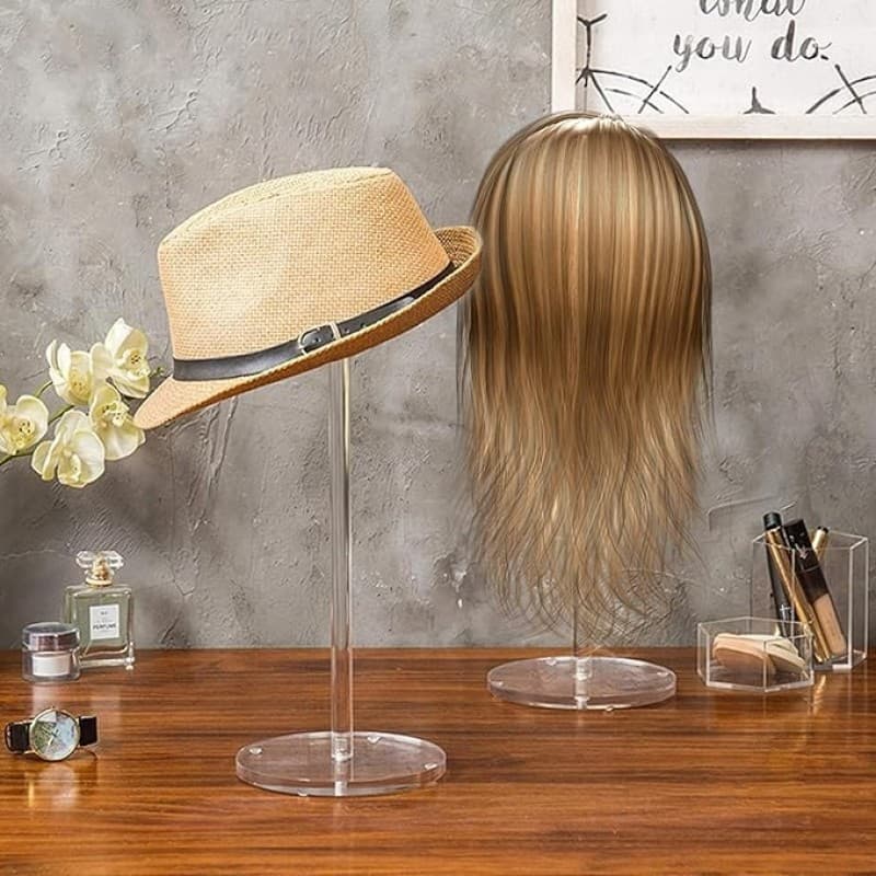 Hutständer Perückenständer Hut Ständer 2er Set Acryl Display Rack Halter für Perücke Hut 30 cm Höhe – 2