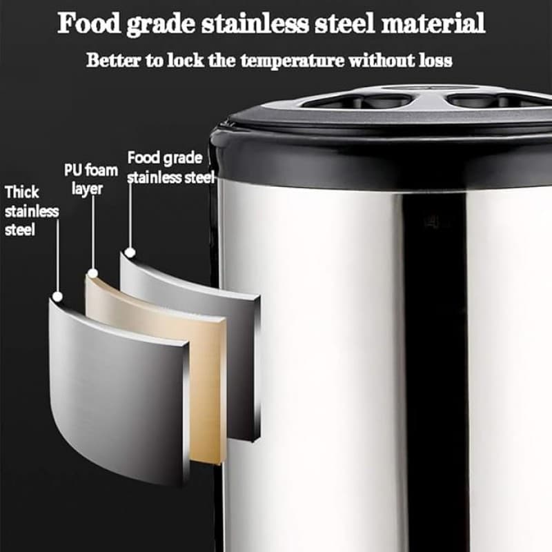 Suppenkessel isolierter Catering-Getränkespender Heißwasserspender Edelstahl mit Hahn 16 L Milchtee – 2