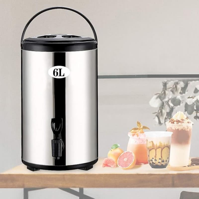 Suppenkessel isolierter Catering-Getränkespender Heißwasserspender Edelstahl mit Hahn 16 L Milchtee