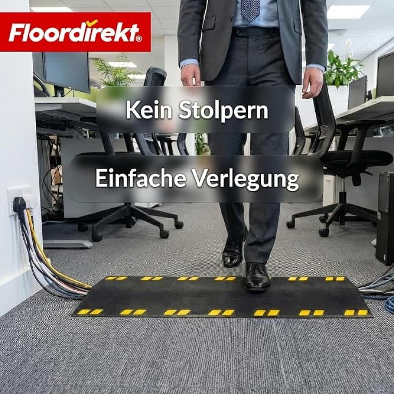 Kabelschutzmatte Sicherheitsmatte Kabelbrücke 120 × 40 cm rutschfeste mit integriertem Kabelkanal – 4