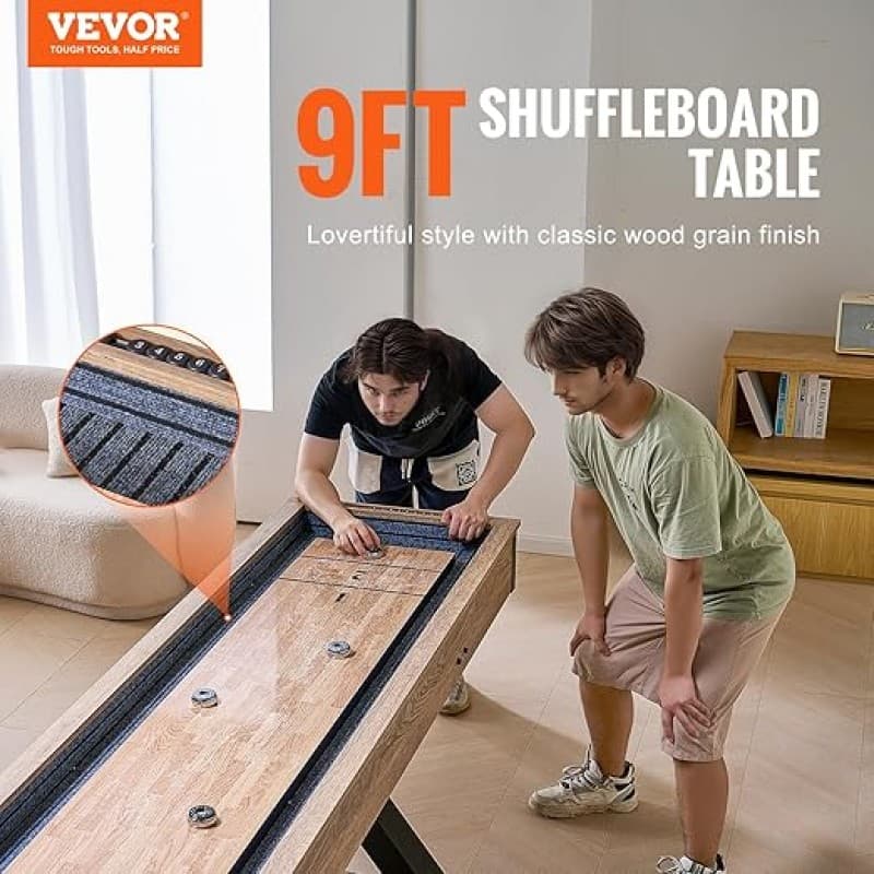 Bowlingset Shuffleboard-Tisch 9 Fuß Shuffleboard 2-in-1 Shuffleboard- und Bowling-Kombispielset – 2
