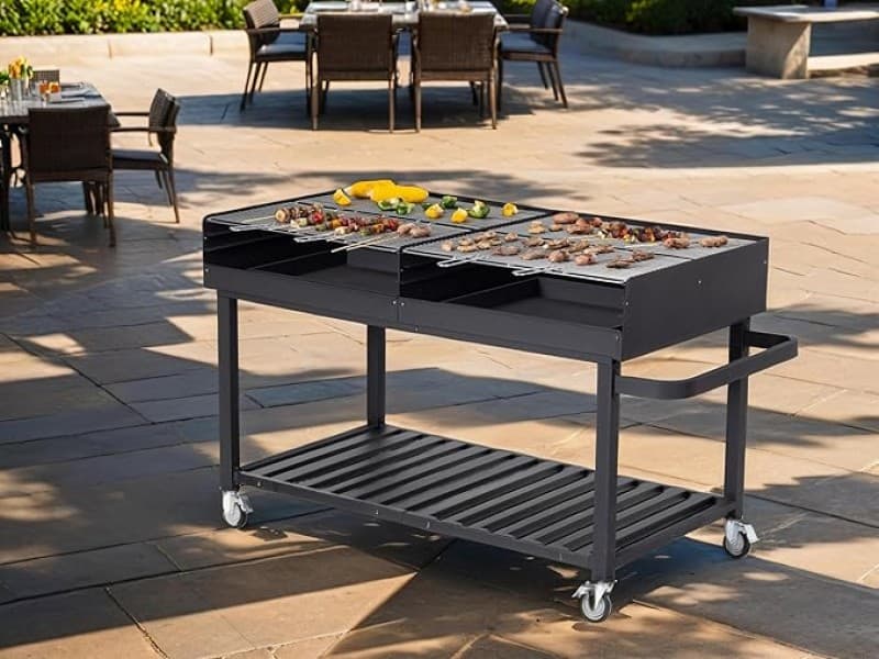 Riesengrill Holzkohlegrillwagen Grillwagen Grill Megagrill Holzkohlegrill 178 x 91 x 102 cm Ablage – 2