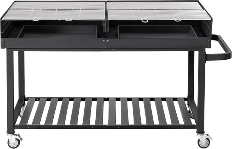 Riesengrill Holzkohlegrillwagen Grillwagen Grill Megagrill Holzkohlegrill 178 x 91 x 102 cm Ablage – 5
