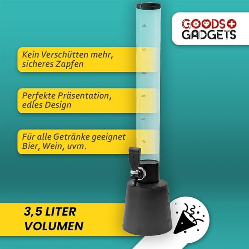 Biertower Trinksäule Biersäule Party Bier Zapfsäule mit Zapfhahn 3,5 Liter – 3