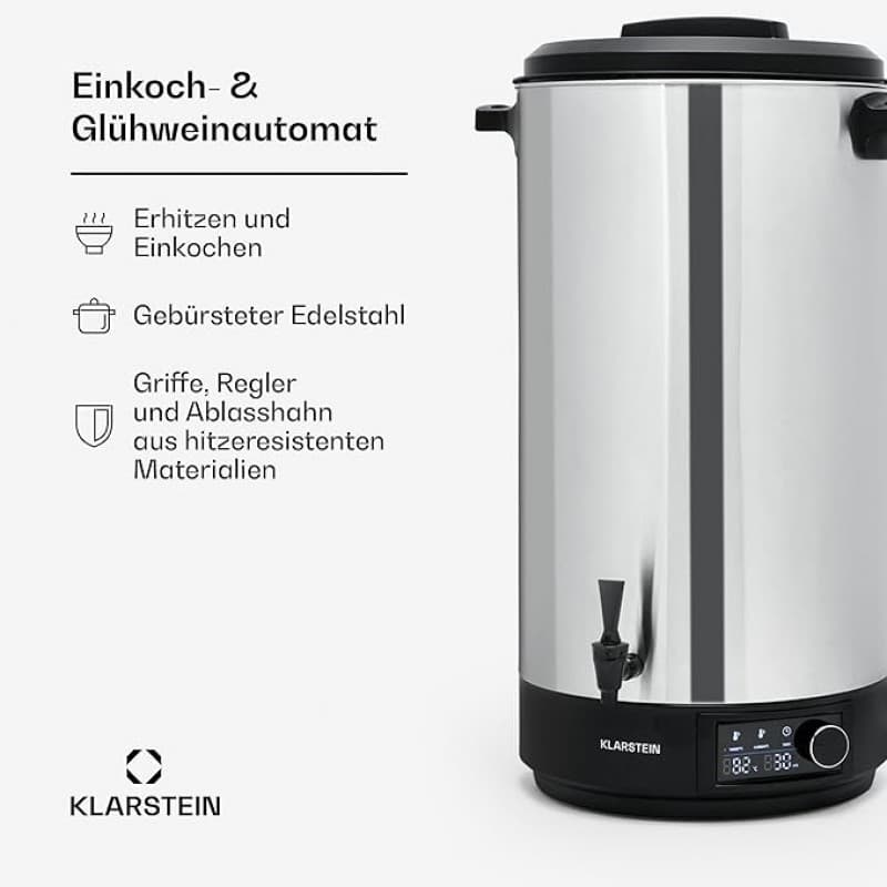 Kakaokocher Einkochautomat Heißwasserspender Einkochtopf Glühweinkocher Zapfhahn 60 L Edelstahl – 4