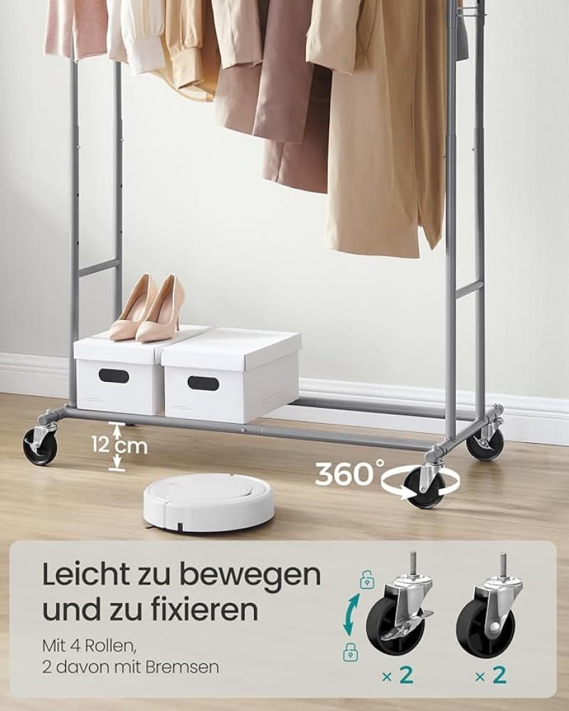 Garderobe Kleiderständer auf Rollen Garderobenständer Metall Garderobenstange Kleiderstange – 5