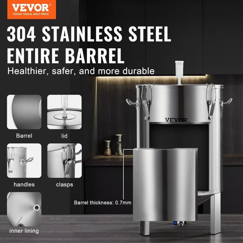 Braueimer Bierbrauanlage Bierbraugerät Kessel aus Edelstahl 60 L Bierfermenter Fermenter zum Brauen – 2