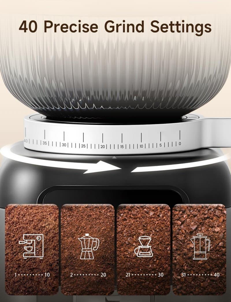 Kaffeemühle Kegelmahlwerk Zerkleinerer professionelle 40 Präzisionsschleife elektrisch – 3