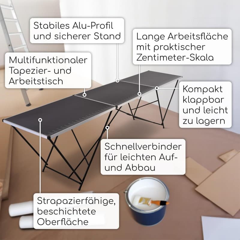 Tapeziertisch Malertisch Heimwerkertisch Arbeitstisch Gartentisch Alu Multifunktionstisch klappbar – 5