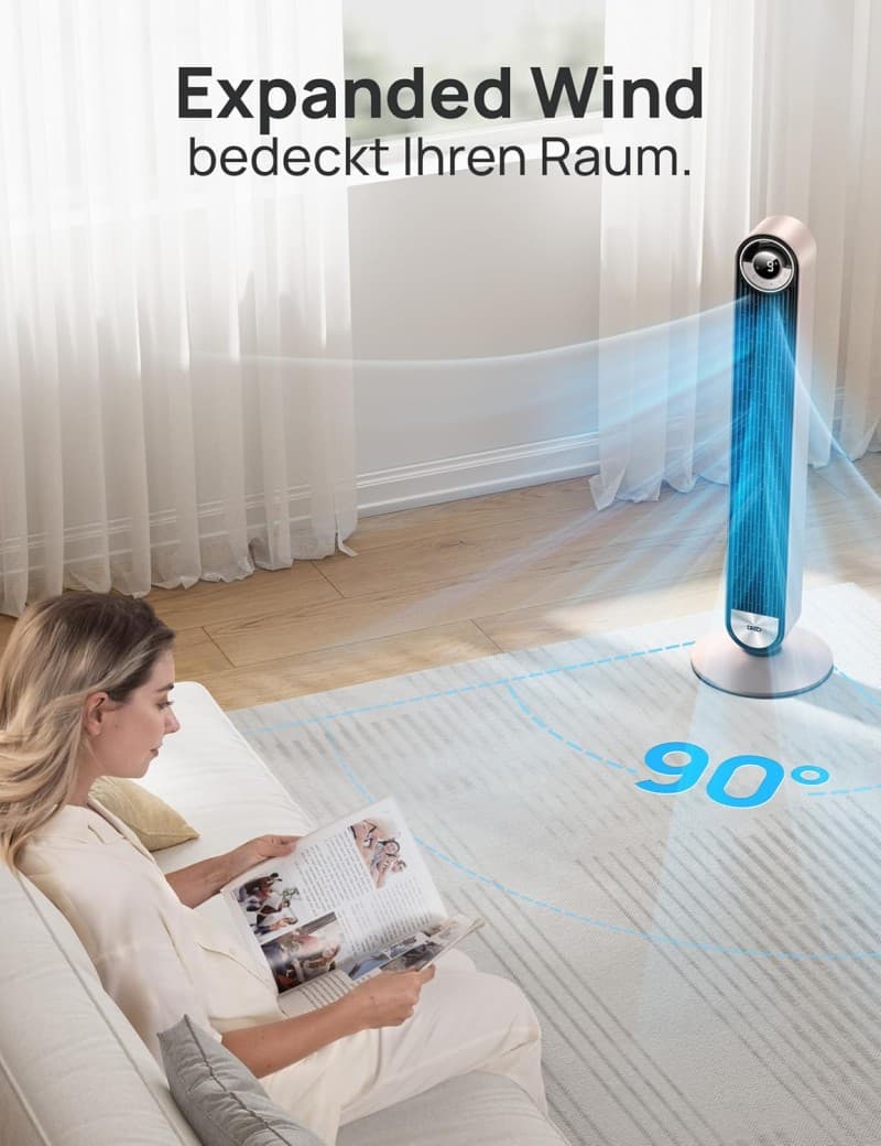 Zimmerventilator Raumventilator Turmventilator Ventilator leise Kühlung 106 cm WiFi Alexa Tower – 5