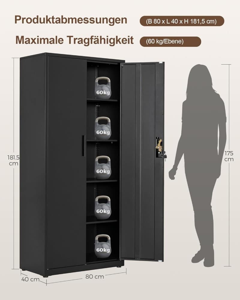 Stahlschrank Messeschrank Wertschrank Aktenschrank Aufbewahrungsschrank 5 Ebene Schloss abschließbar – 3