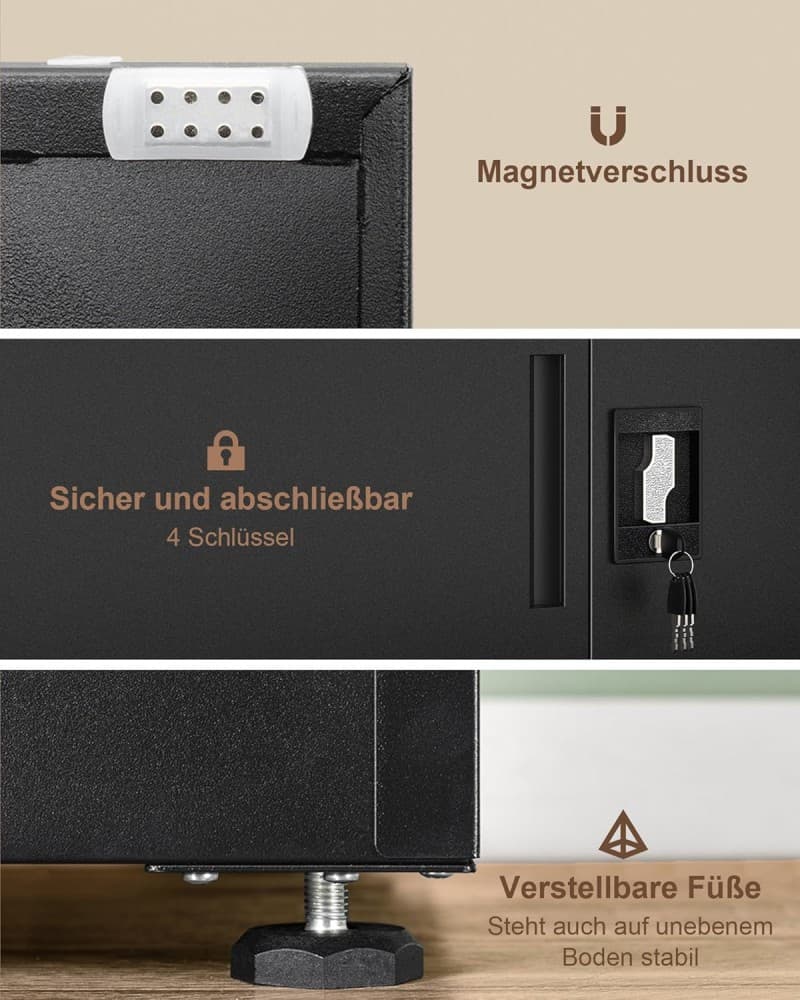 Messeschrank Wertschrank Aktenschrank Aufbewahrungsschrank Stahlschrank 3 Ebenen mit Schloss – 4
