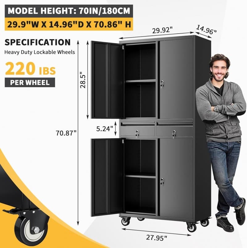 Wertschrank Aktenschrank Mehrzweckschrank Metallschrank Messeschrank Rollen Büroschrank Stahlschrank – 3