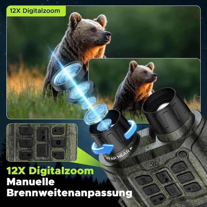 Nachtsichtkamera Nachtsichtgerät 112 MP 4K Jagd 400 m 12X Digitalzoom & 5000 mAh wiederaufladbare – 4