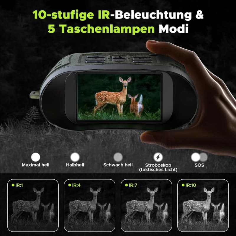 Nachtsichtkamera Nachtsichtgerät 112 MP 4K Jagd 400 m 12X Digitalzoom & 5000 mAh wiederaufladbare – 5