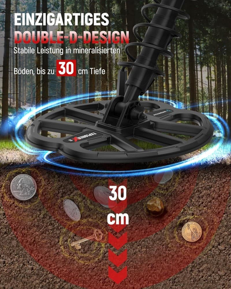Metalldetektor Goldsuchgerät Metallsuchgerät Suchgerät Bodenmetallsucher Profi wasserdicht Doppel-D – 5