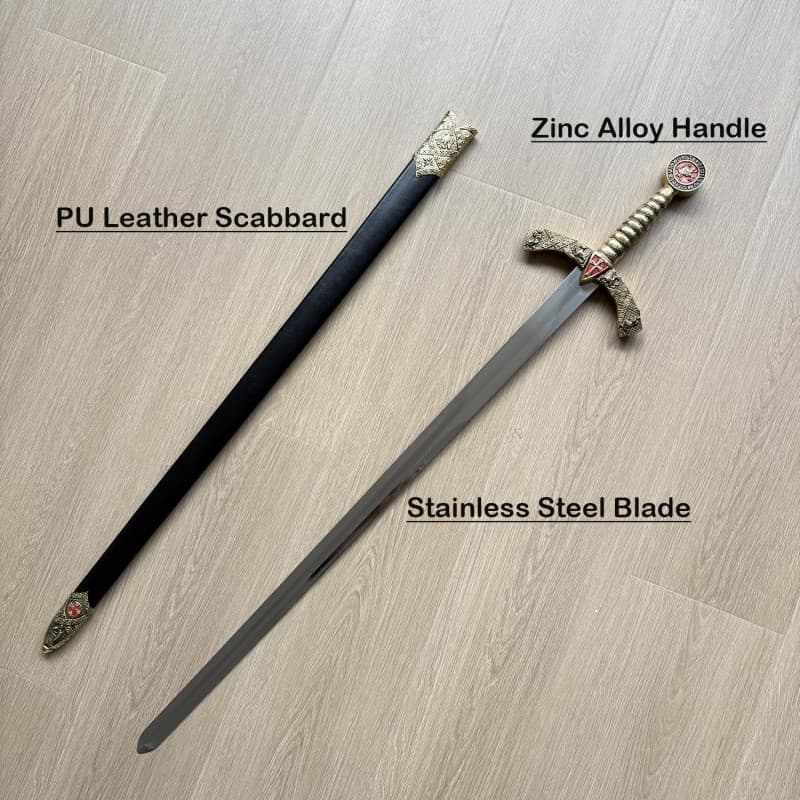 Ritterschwert Ritter-Schwert 108 cm mittelalterlich mit rotem Kreuz Edelstahl mit Scheide Cosplay – 3