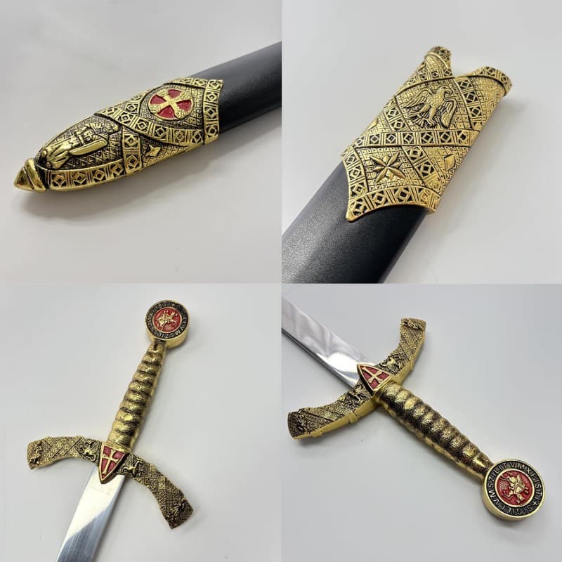 Ritterschwert Ritter-Schwert 108 cm mittelalterlich mit rotem Kreuz Edelstahl mit Scheide Cosplay – 5
