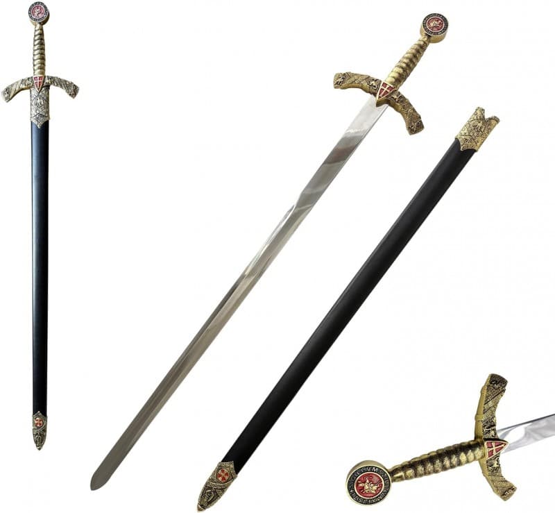 Ritterschwert Ritter-Schwert 108 cm mittelalterlich mit rotem Kreuz Edelstahl mit Scheide Cosplay
